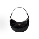 PRADA Arque Naplak hand-held shoulder bag for both men and women, black couple style